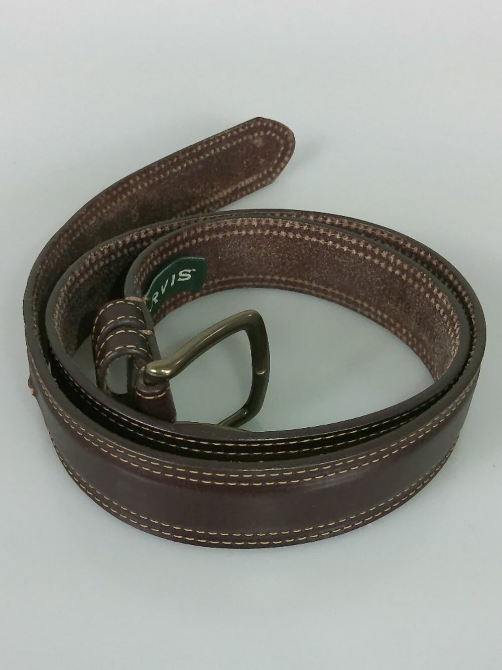 Orvis Sedgwick Bridle Leather Belt Size 38 Brown Brass Buckle USA Made